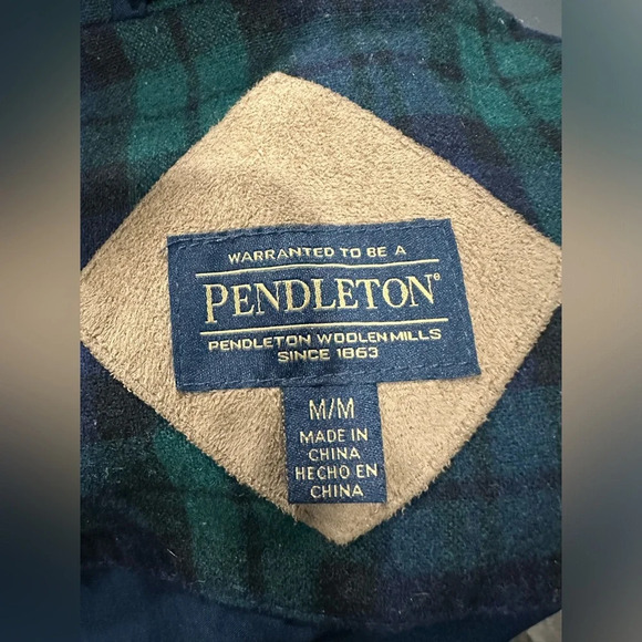 Pendleton Womens Sz M Fuzzy Zip Jacket Sherpa Teddy Fleece Blue Green Plaid - Picture 5 of 7